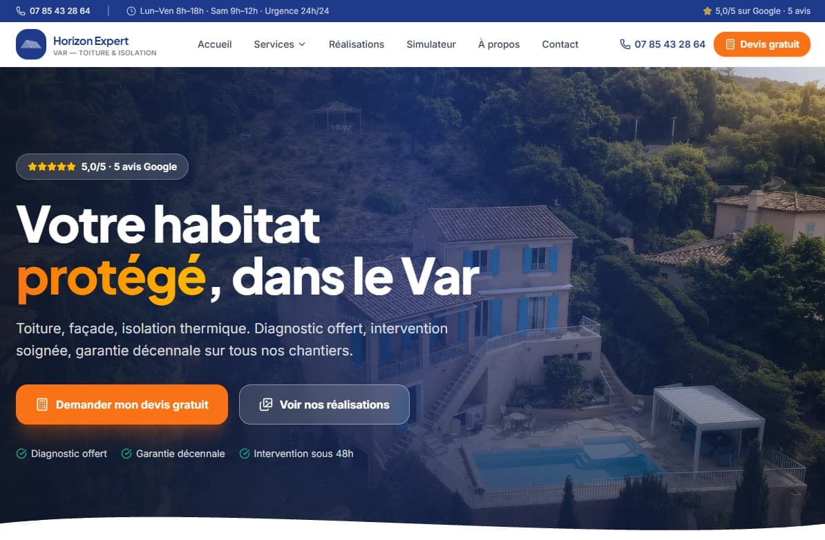 Site internet réalisé pour Horizon Expert